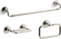 Kohler Artifacts 24" Towel Bar, Towel Ring, and Pivoting Toilet Paper Holder Bundle