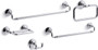 Kohler Artifacts 24" Towel Bar, 18" Towel Bar, Towel Ring, Pivoting Toilet Paper Holder, and Double Post Robe Hook Bundle