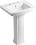 Kohler 24" Widespread Vitreous China Pedestal Bathroom Sink with 3 Pre Drilled Faucet Holes from the Archer Collection