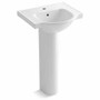 Kohler Veer 21" Pedestal Bathroom Sink with One Hole Drilled and Overflow