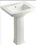 Kohler 24" Centerset Vitreous China Pedestal Bathroom Sink with 3 Pre Drilled Faucet Holes from the Archer Collection