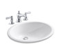 Kohler Caxton 17" Undermount Bathroom Sink with Overflow and Bancroft Widespread Bathroom Faucet with Pop-Up Drain Assembly