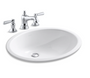 Kohler Caxton 17" Undermount Bathroom Sink with Overflow and Bancroft Widespread Bathroom Faucet with Pop-Up Drain Assembly