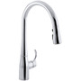 Kohler Simplice Single-Hole Kitchen Sink Faucet with 16-5/8" Pull-Down Spout, DockNetik Magnetic Docking System, and a 3-Function Sprayhead Featuring Sweep Spray