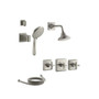 Kohler logo Kohler Pinstripe Thermostatic Shower System with Single Function Shower Head, Hand Shower, Cross Handle Valve Trims