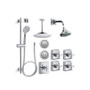 Kohler Pinstripe Thermostatic Shower System with Single Function Shower Head, Hand Shower, Slide Bar, Rain Head, Body Sprays, Cross Handle Valve Trims