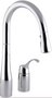 Kohler Simplice Two-Hole Kitchen Sink Faucet with 16-1/8" Pull-Down Swing Spout, DockNetik Magnetic Docking System, and a 3-Function Sprayhead Featuring Sweep Spray