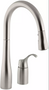 Kohler Simplice Two-Hole Kitchen Sink Faucet with 16-1/8" Pull-Down Swing Spout, DockNetik Magnetic Docking System, and a 3-Function Sprayhead Featuring Sweep Spray