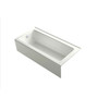 Kohler Bellwether Bath Tub 66" L x 32" W Cast Iron Soaking for Three Wall Alcove Installations with Integral Apron and Left Drain