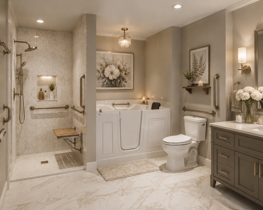 Creating a Safe and Accessible Bathroom: ADA Grab Bars, Walk-In Tubs, Zero-Threshold Showers & More