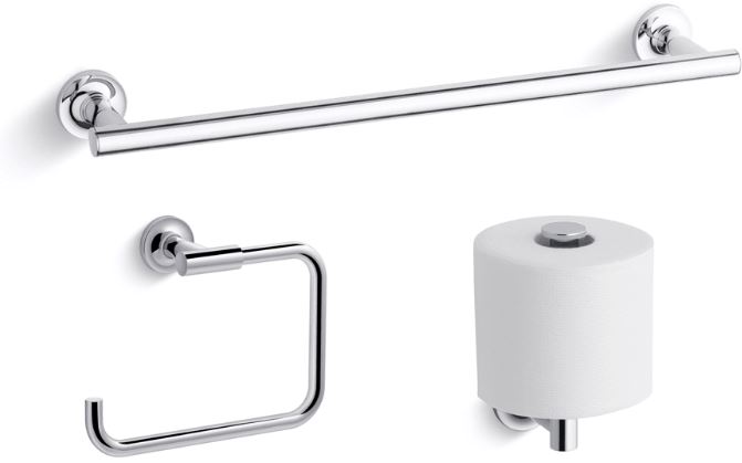 Kohler Purist 18 Towel Bar Towel Ring and Tissue Holder