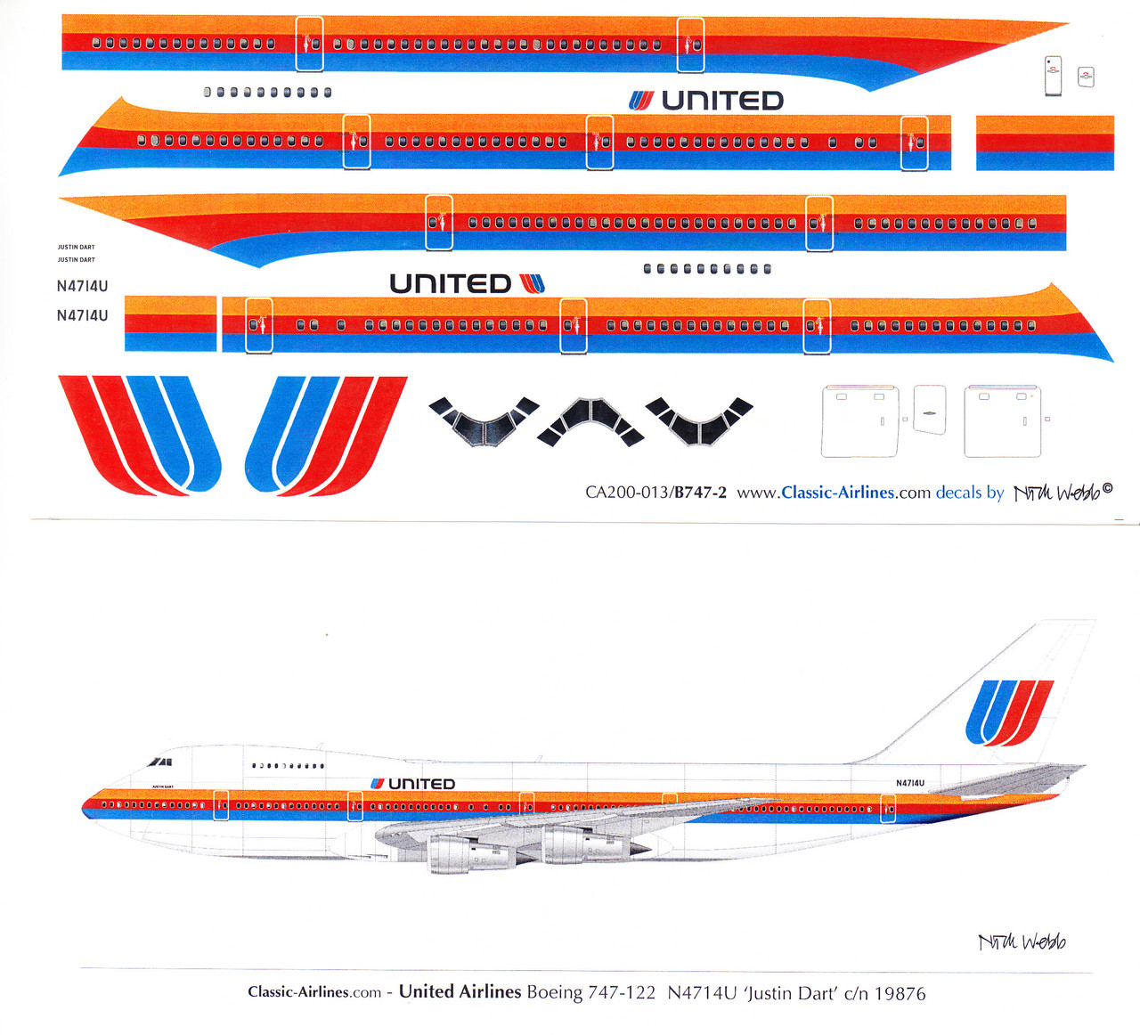 1/200 Scale Decal United 747-200