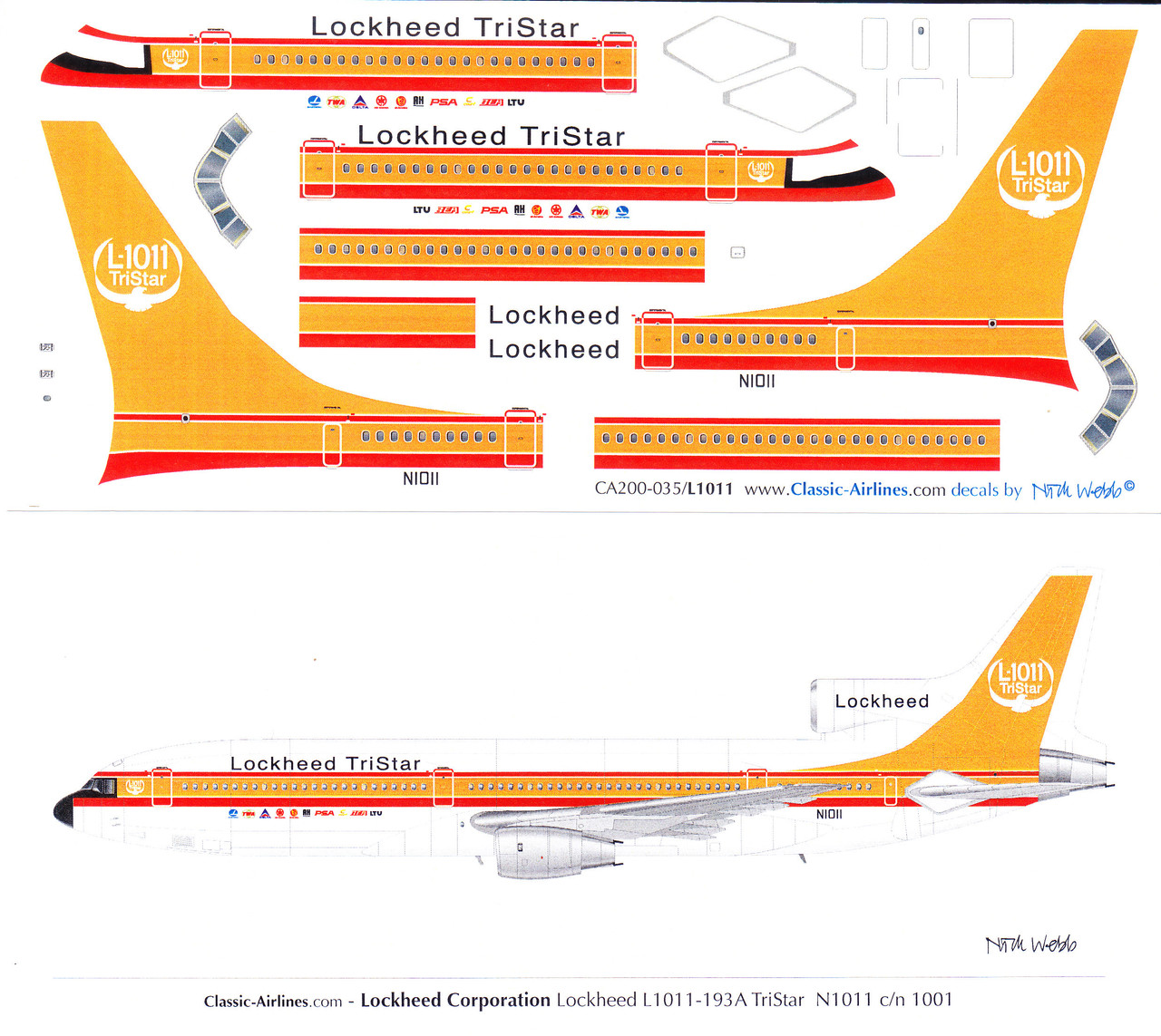 1/200 Scale Decal Lockheed L-1011 Prototype
