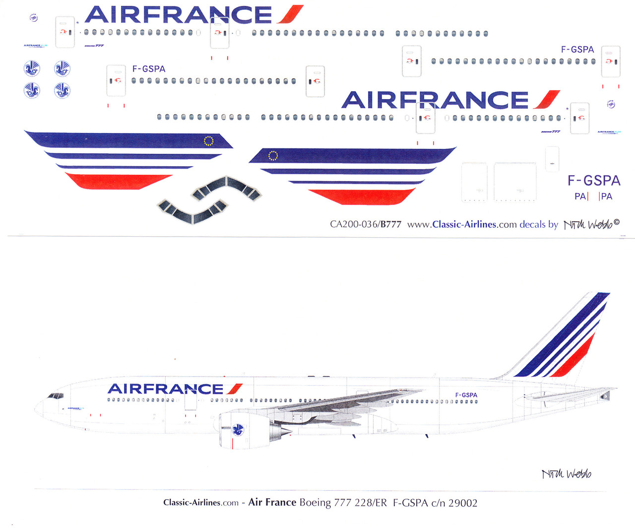 エールフランス航空 B777-200ER 1/200 Air France Boeing 777-200ER F-GSPP livery die-cast Phoenix