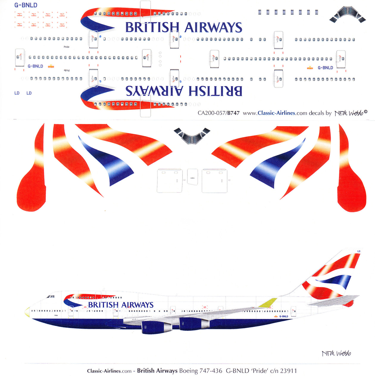 1/200 Scale Decal British Airways 747-400