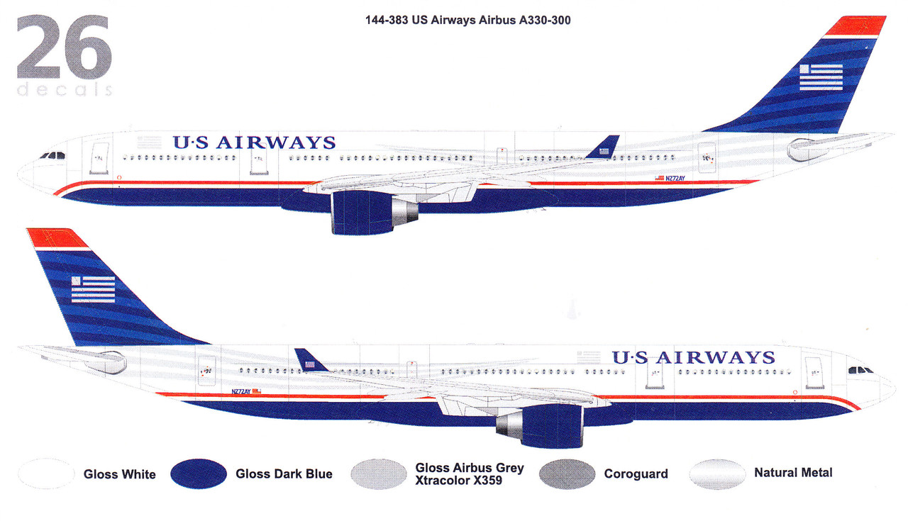1/144 Scale Decal US Airways Airbus A330-300