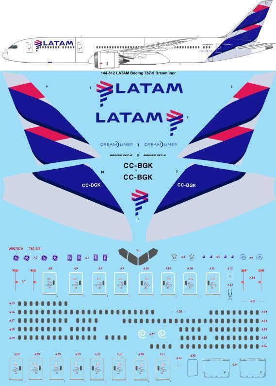 1/144 Scale Decal LATAM Boeing 787-9