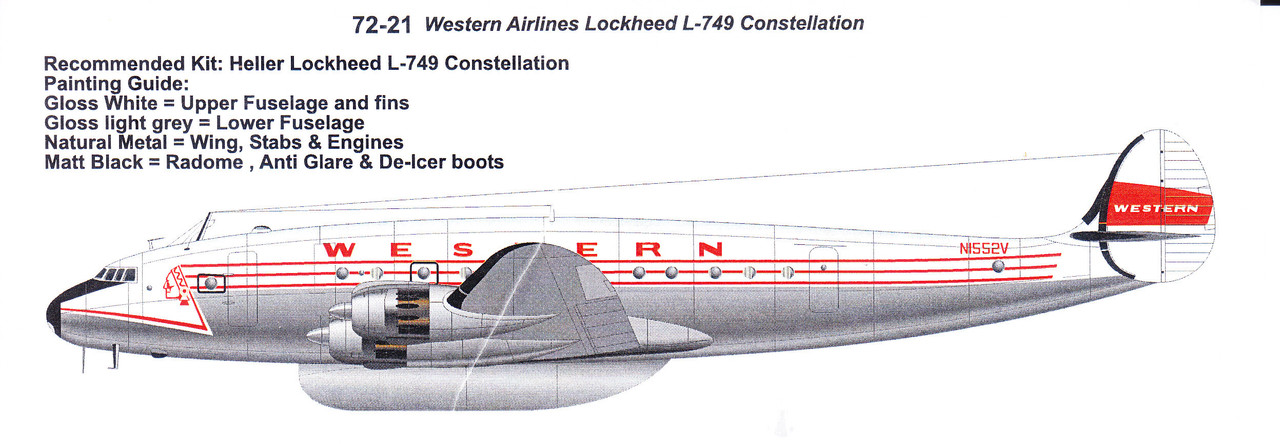 1/72 Scale Decal Western Lockheed L-749 Constellation