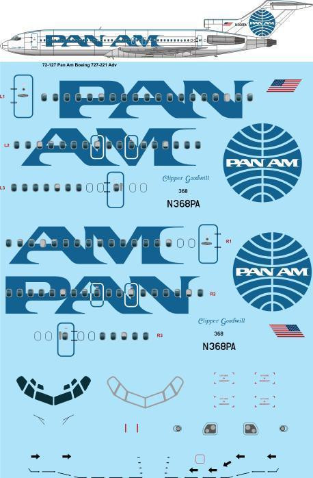 1/72 Scale Decal Pan Am Billboard Boeing 727-200