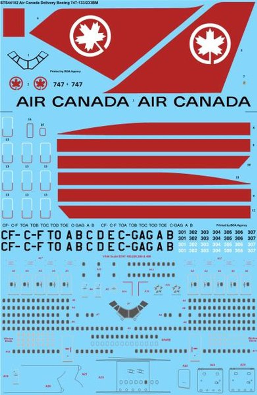 1 144 Scale Decal Air Canada Boeing 747 100 200 Joydecals Com