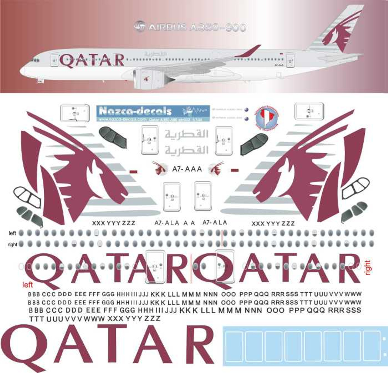 A350-900のシールです A350-900のシールです 1/144 Scale Decal JAL A350-900