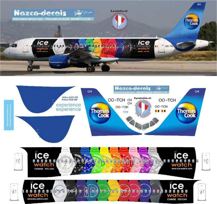1/144 Scale Decal Thomas Cook / Condor A-320 ICE Watch