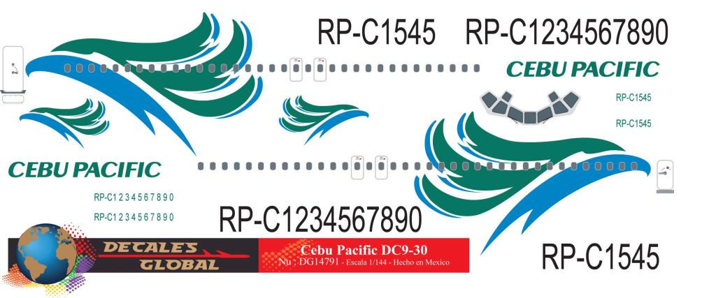 1/144 Scale Decal Cebu Pacific DC9-30 - JoyDecals.com