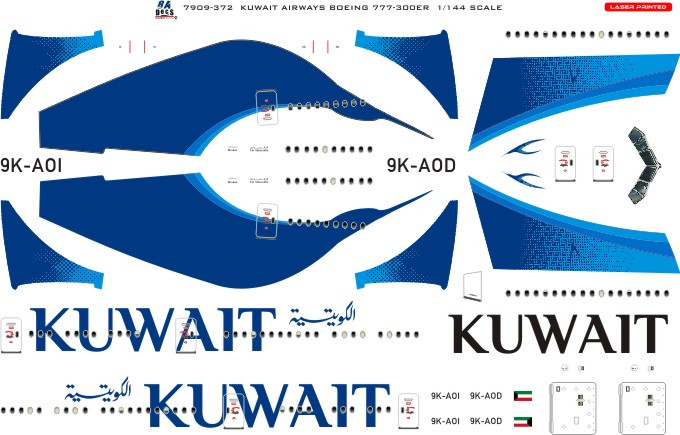 1/144 Scale Decal Kuwait Airways 2016 777300ER