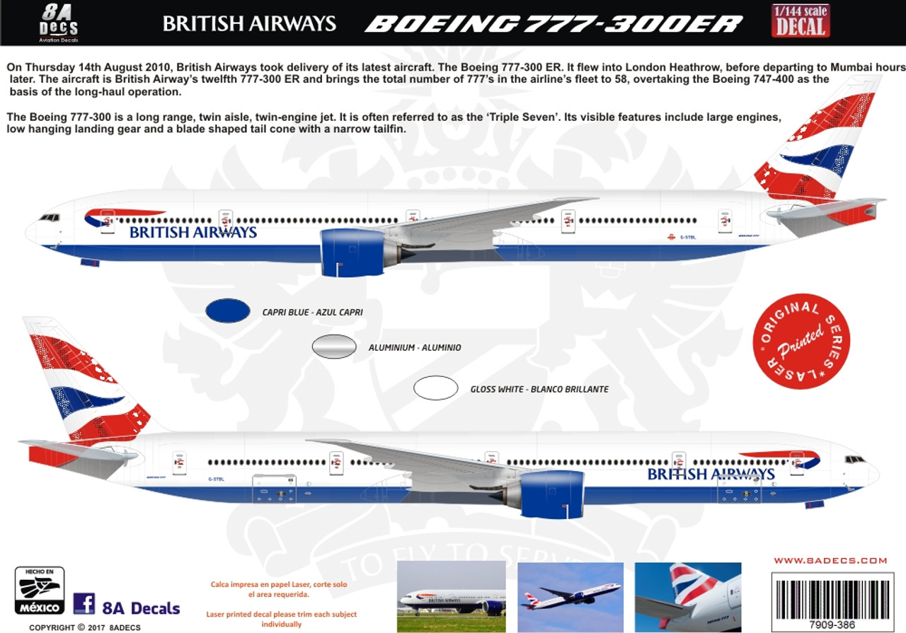 1/144 Scale Decal British Airways 777-300ER