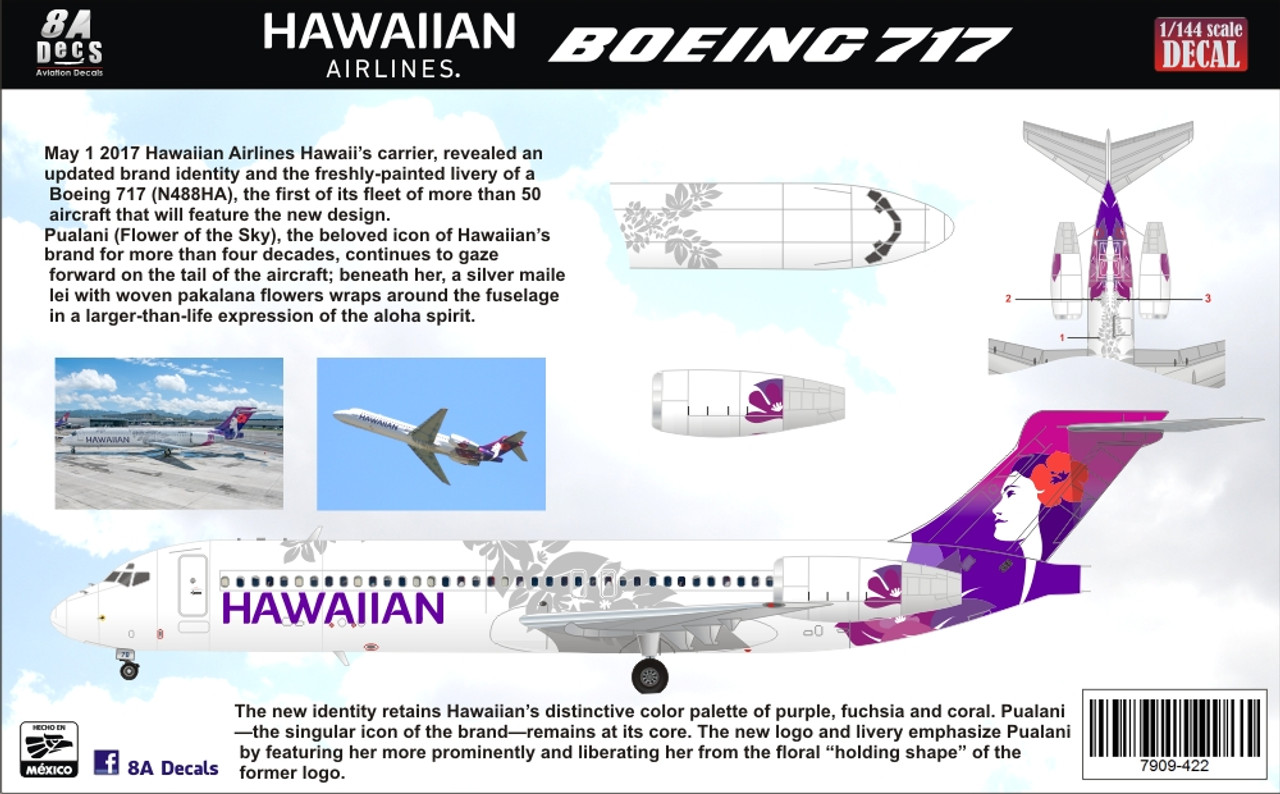 1/144 Scale Decal Hawaiian Air B-717 2017