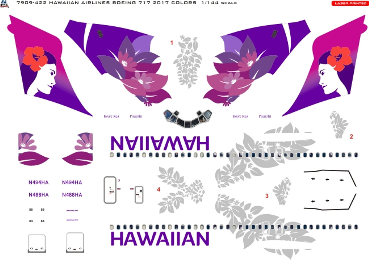 1/144 Scale Decal Hawaiian Air B-717 2017