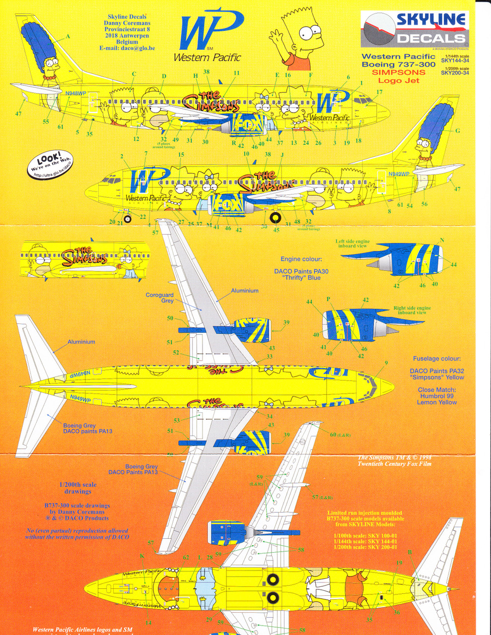 SKY144-03b 1/144 B737-300 ウェスタンパシフィック航空&quot;シンプソンズ&quot; プラスチックモデルキット z2zed1b 中古】SKY144-03b 1/144 B737-300 ウェスタンパシフィック航空