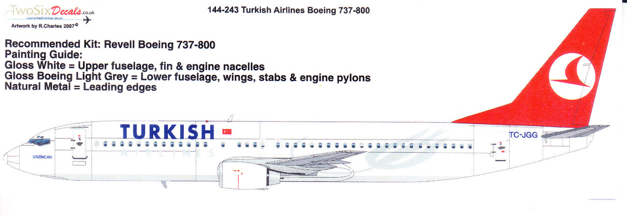 1/144 Scale Decal Turkish 737-800