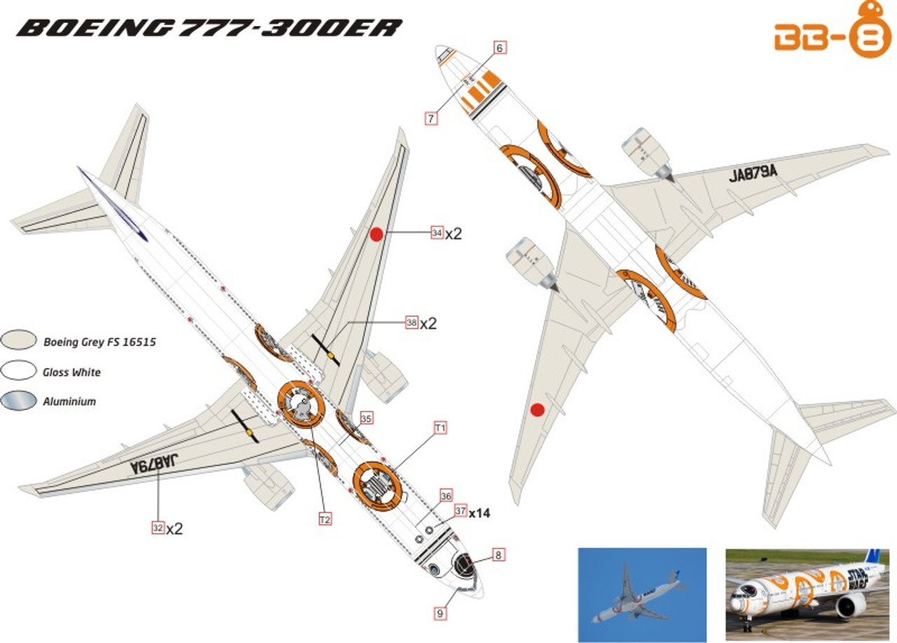1/200 Scale Decal ANA Star Wars BB8 777 Logojet