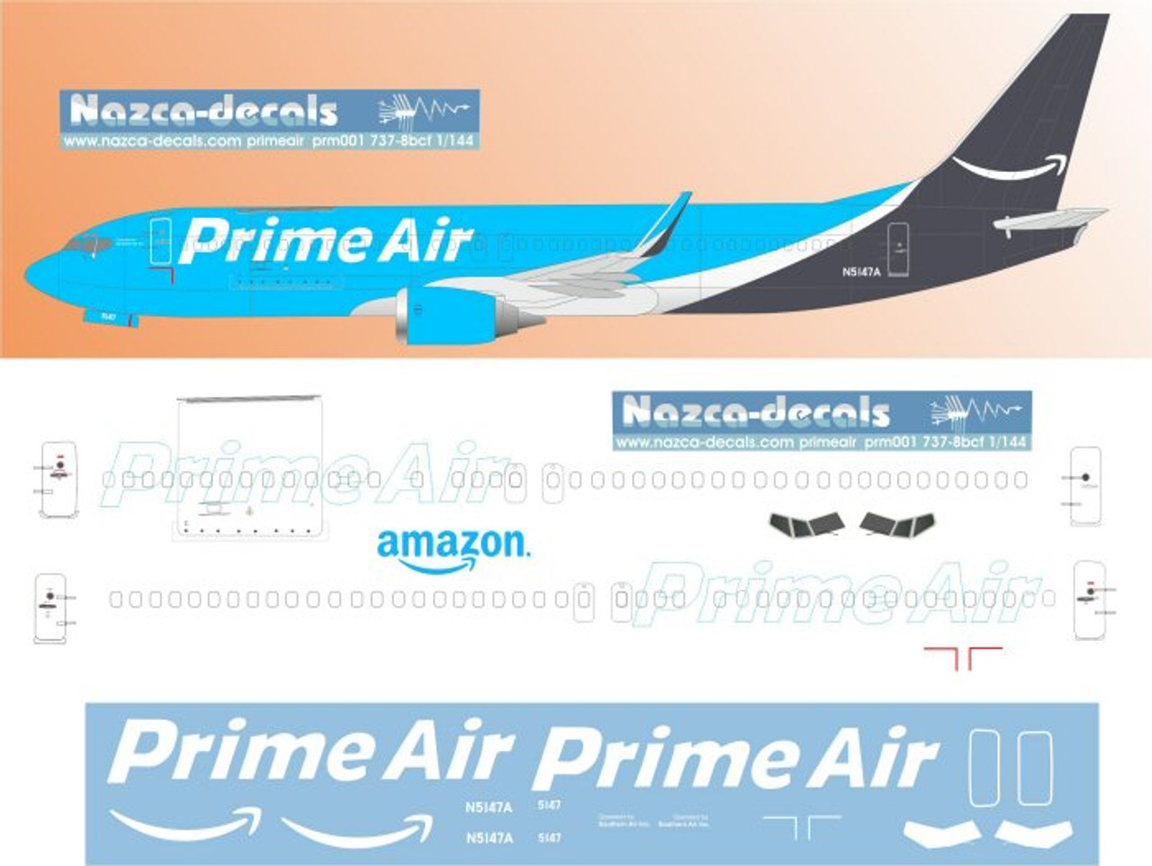 ❶　1/200　アマゾンプライムエア B737-800 N7933A JC Wings Prime Air Boeing 737-800(BCF) N5113A EW2738007
