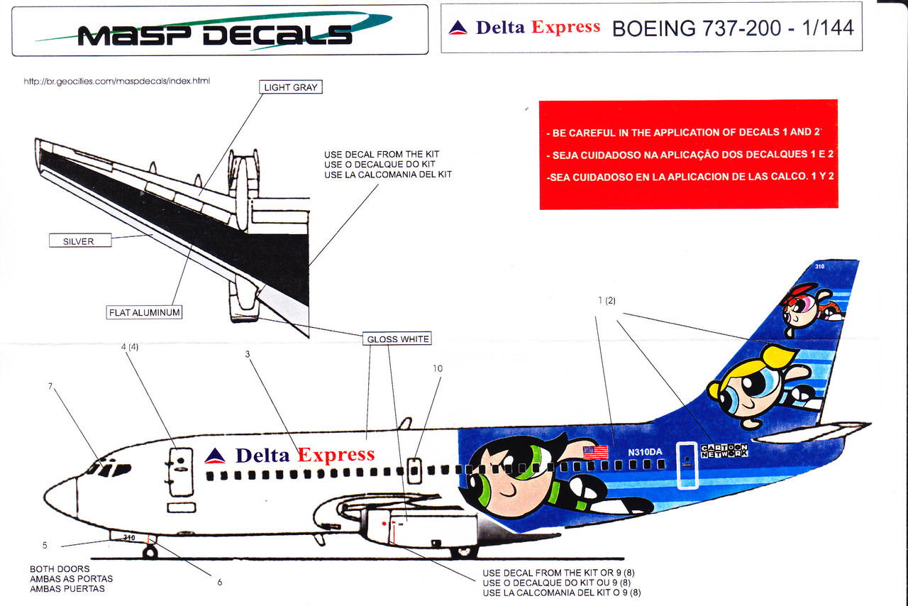 1/144 Scale Decal Delta Express 737-200 Cartoon Network