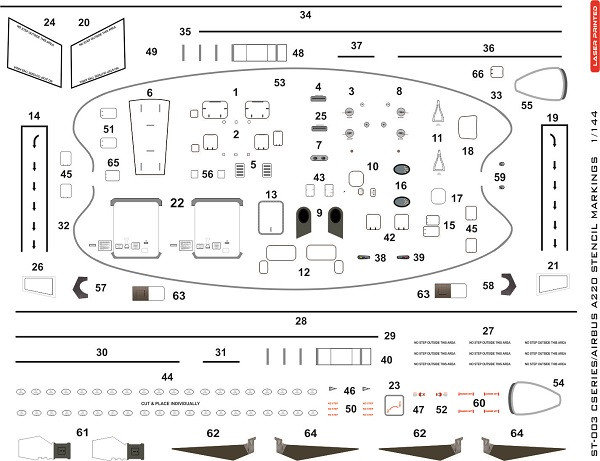 1/144 Scale Decal Stencil for A-220