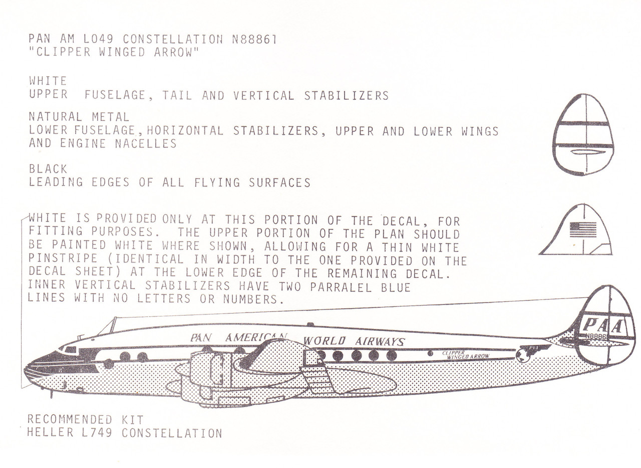 1/72 Scale Decal Pan American World Airways L-749 Constellation