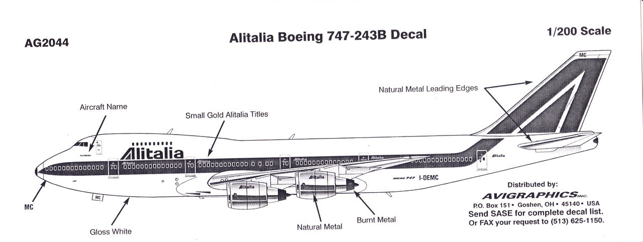 航空機・ヘリコプター Alitalia Boeing 747-200 1/200 J Fox www.JetCollector.com: BIGBIRD ALITALIA BOEING B747-200 BACI DALL W
