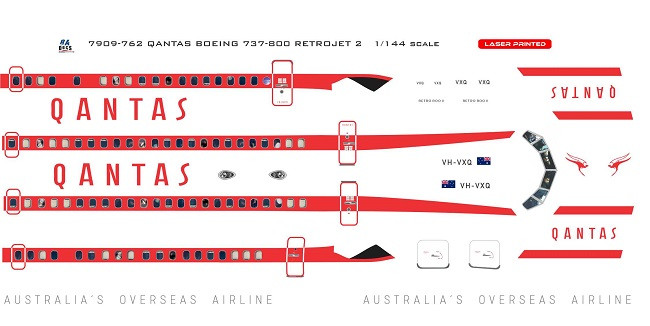 1/144 Scale Decal Qantas 737-800 RED ROO