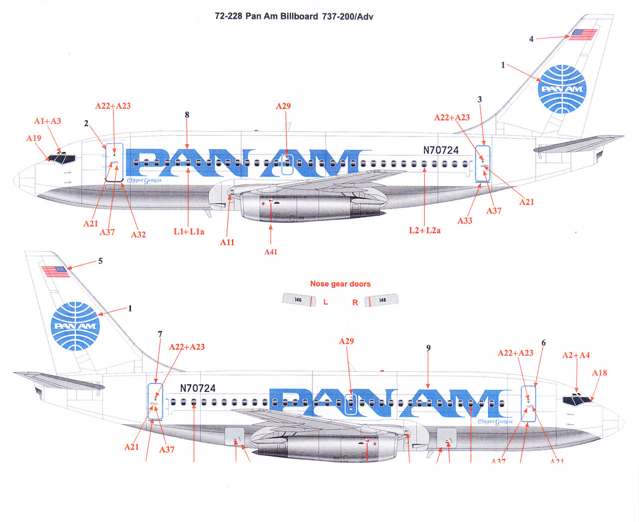 1/72 Scale Decal Pan Am 737-200 BILLBOARD