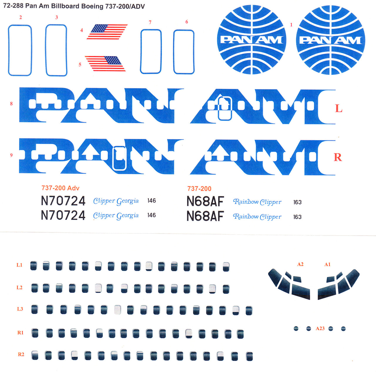 1/72 Scale Decal Pan Am 737-200 BILLBOARD