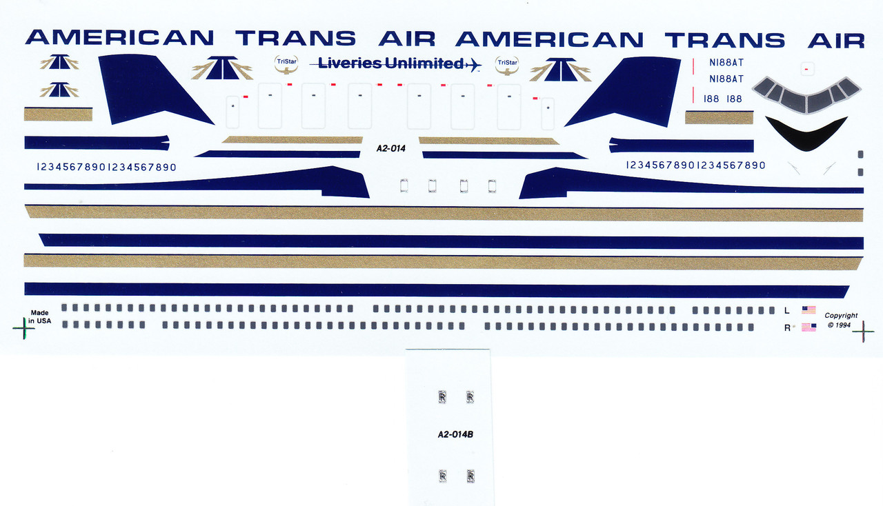 1/200 Scale Decal ATA - American Trans Air L-1011