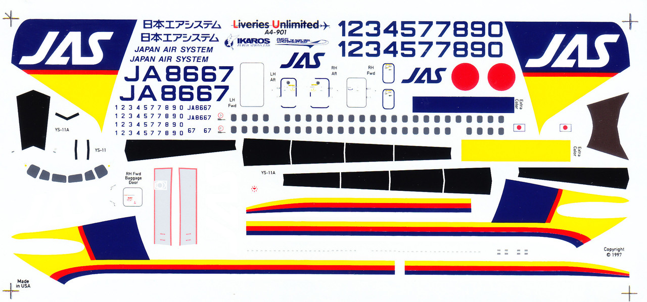 1/144 Scale Decal JAS - Japan Air Systems YS-11