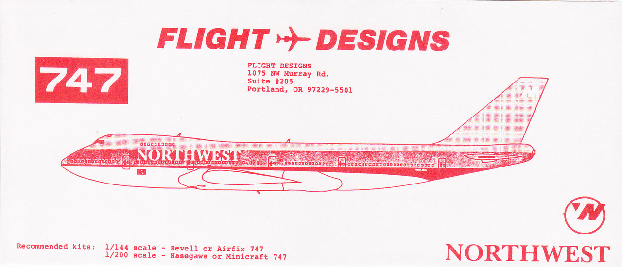 1/144 Scale Decal Northwest 747