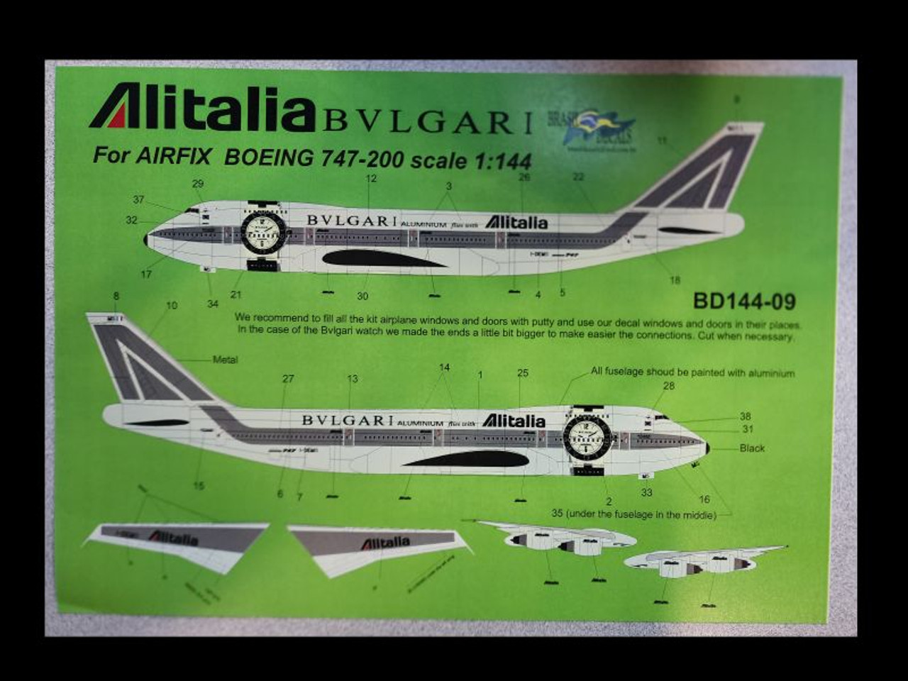 1/144 Scale Decal Alitalia 747-200 BVLGARI