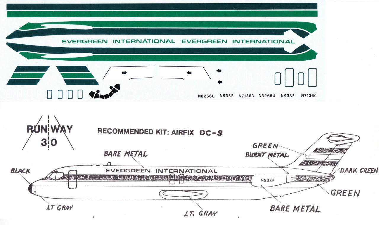 1/144 Scale Decal Evergreen International Electra / DC-9