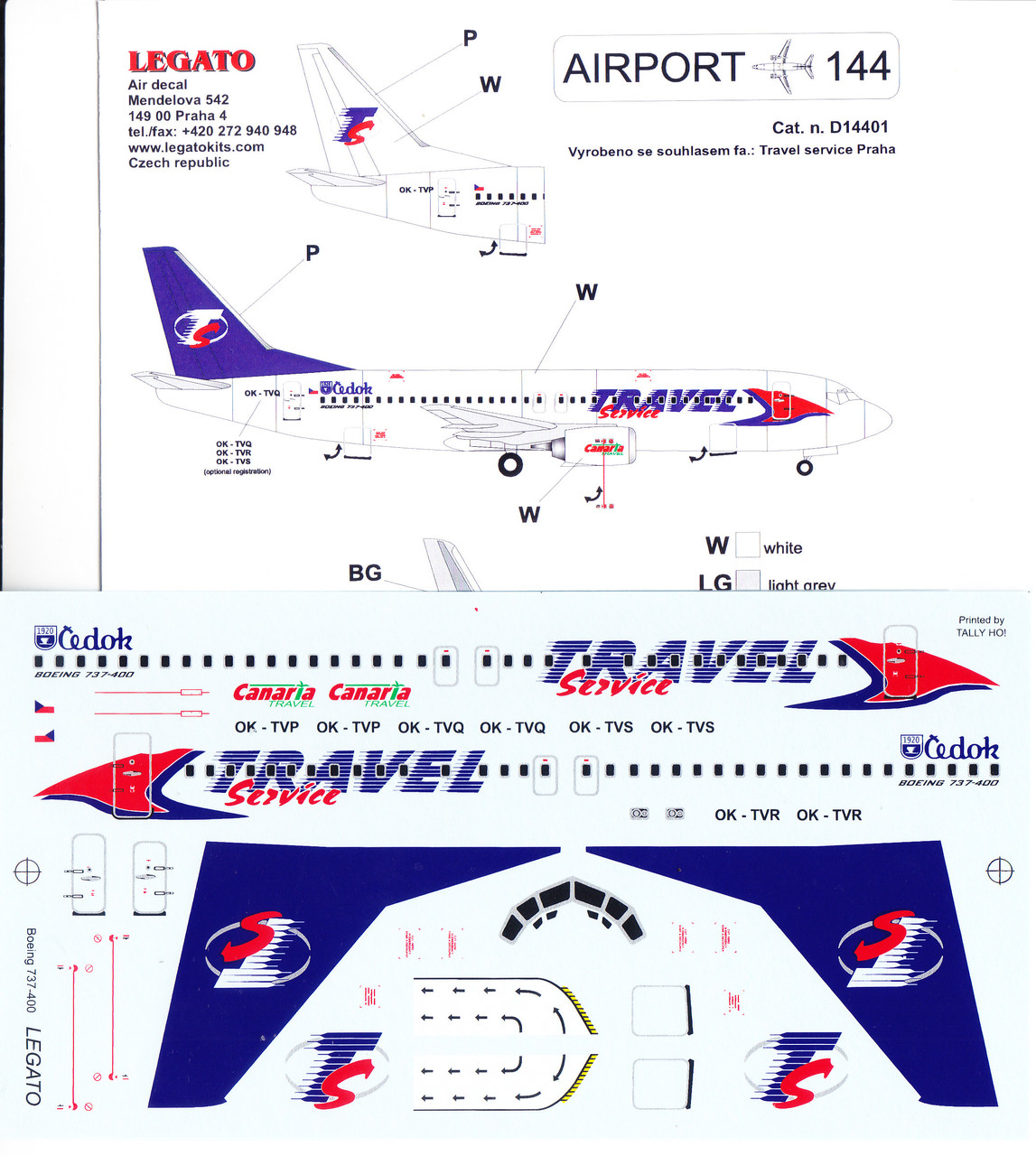 1/144 Scale Decal Travel Service 737-400