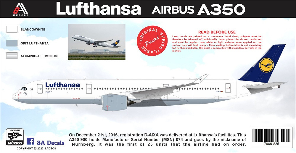 1/144 Scale Decal Lufthansa A-350