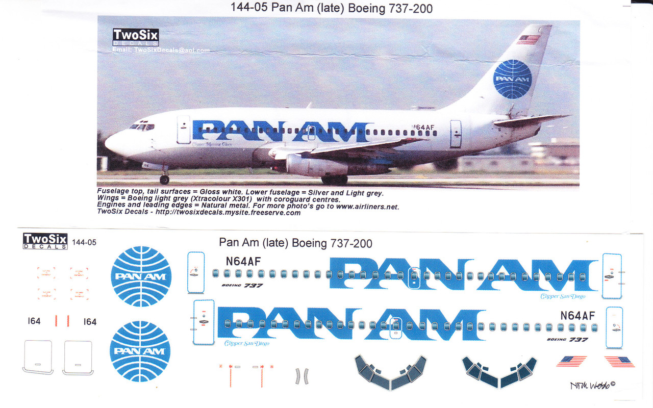 f*0様 限定SALE‼️1/200 PAN AM ボーイング737-200 1/144 Scale Decal PAN AM 737-200